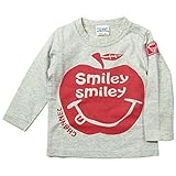 《H28秋冬物》 CHANNEL(チャンネル) 天竺SMILEY APPLE長袖Tシャツ 90cm/杢グレー NO.CN-6403
