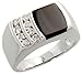 14 Karat Weissgold Fantasie Herren Diamanten Ring, mit Schwarz Onyx Stein & 0.37 Karat Brilliantschliff Diamanten, (10mm) breit