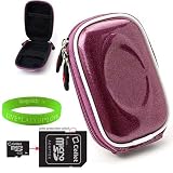 Canon PowerShot Point & Shoot Camera Accessories from VanGoddy Offers our Slim & Stylish Protective Case Cover Silicone Skin in Bold Amethyst Metallic **Fits Canon PowerShot A2200 A3300 ELPH 100HS 300HS 310HS 500HS 510HS SD4000IS SD4500IS Model Cameras** + Blue Color Flexible Tripod + 4GB SD Card + VanGoddy LIVE * LAUGH * LOVE Wristband