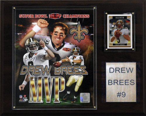 NFL Drew Brees New Orleans Saints Super Bowl MVP Plaque