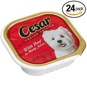 Cesar Canine Cuisine with Beef in Meaty Juices for Small Dogs, 3.5-Ounce Trays (Pack of 24)