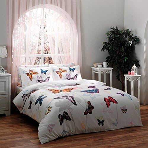 100% Turkish Cotton Ranforce Butterfly Double Full Queen Size Quilt Duvet Cover Set Bedding 4 Pcs!! Made in Turkey, Turkish Bedding Set