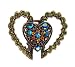 Hair Clip - H35 - Double Heart set with Swarovski (tm) Crystal Stones ~ Olivine, Blue Zircon & Topaz (Green, Blue & Gold) (ap)