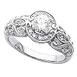 14K White Gold Antique Style Diamond Engagement Ring - 0.59 Ct.