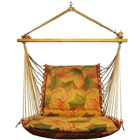 Algoma 1500-138134 Soft Comfort Cushion Hanging Chair, Leaves Dark Melon Print Strada Text...
