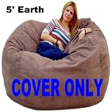 5-feet Cover Large Earth Cozy Sac Bean Bag Chair Love Seat