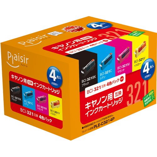 ¥ CANON BCI-321・320対応 4色パック(ブラック/シアン/マゼンタ/イエロー) PLE-C3214P