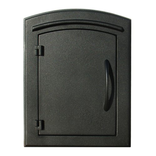 QualArc MAN-1400BL Manchester Column Mount Mailbox Plain Door in Black