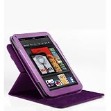 Poetic (TM) 360 degree Rotary leather case for Amazon Kindle Fire (Landscape / Portrait View) Purple Not compatible with Kindle Fire HD tablet ~ Poetic