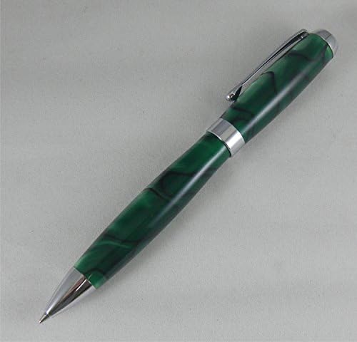Luxurious Marbleized Ball Point Pen in Exquisite Wood Box Set (Green)