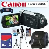 Canon FS300 41x Flash Memory Camcorder in Silver with 8GB Accessory Bundle