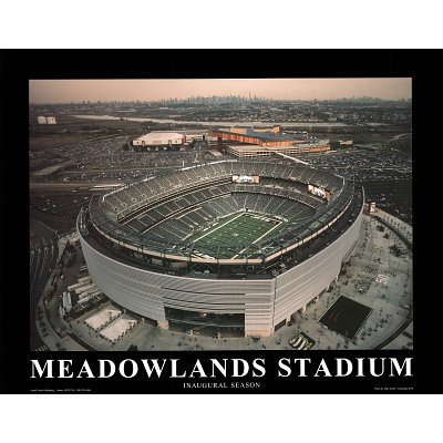 Professionally Framed New York Jets New York Giants New Meadowlands Stadium Inaugural Season Sports Poster Print - 22x28 with RichAndFramous Black Wood Frame