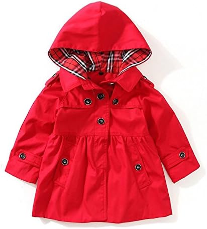 VARANY Baby-girls Infant A-line Trench Jacket (2-3, Red)