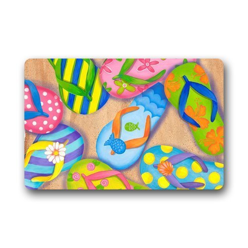 Flip Flop Theme Doormat with NonSlip Rubber Backing Beachfront Decor