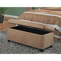 Coaster Classic Storage Bench with Nailhead Trim Design, Tan Microfiber
