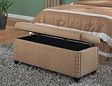 Coaster Classic Storage Bench with Nailhead Trim Design, Tan Microfiber