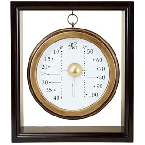 River City Clocks Hanging Galileo Thermometer with Cherry Finished Wood Frame - 17 Inches...