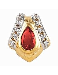 18K Yellow Gold Pear Cut Chatham Created Ruby and Diamond Pendant -- LIFETIME WARRANTY