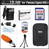 16GB Accessory Kit For Pentax Optio WG-1 Waterproof Digital Camera Includes ....