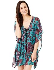 Oriental Bead Embellished Cover-Up Kaftan
