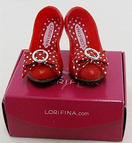 Lorifina Red Stacked High Heels with polka dot bows 64106