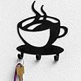 Spectrum Black Steel Coffee Time Wall Mounted 3 Hook Key Rack