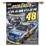 #48 Jimmie Johnson NASCAR 2006-2007 Back 2 Back Nextel Cup Championship Vertical Flag 27"x37"