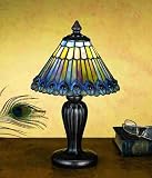 12H Tiffany Jeweled Peacock Mini Lamp