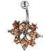 Belly Button Rings Orange Champagne Crystal title=