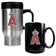 Los Angeles Angels MLB Stainless Steel Travel Mug & Black Ceramic Mug Set - Primary Logo by Great American Products