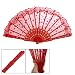 Ladies Red Lace Wedding Party Foldable Dance Organza Hand Fan