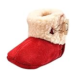 Happy Cherry ベビースノーブーツ 子供靴 ベビームートンブーツ ベビーシューズ 滑り止め靴底 冬 防寒対策 0-1歳の子供 レッド サイズ13cm