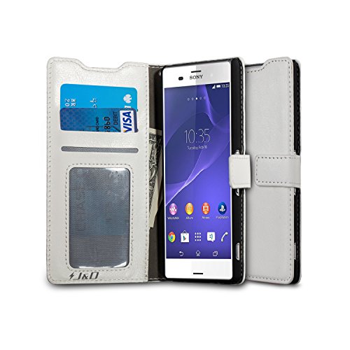 Sony Xperia Z3 Case, J&D [Stand View] Sony Xperia Z3 Wallet Case [Slim Fit] [Stand Feature] Premium Protective Case Wallet Leather Case for Sony Xperia Z3 (Not Compatible with Verizon Sony Xperia Z3v) (Wallet White)