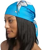 ECHO Women's Washed Silk Ships Ahoy Head Wrap, Bright Turquoise, One Size