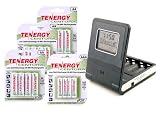 T-9228 Pocket Size LCD Alarm Clock Charger with 12 pcs New Tenergy AA and 4 pcs AAA Low Self Discharge Rechargeable Batteries
