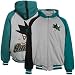 San Jose Sharks Jackets : San Jose Sharks Gray Full Zip Raglan Hoody Sweatshirt