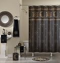 Sun Moon and Stars Black and Gold Fabric Shower Curtain - 70 in. W x 72 in. L