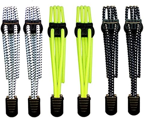 EWALKING No Tie Shoe Laces The Elastic Shoelaces With Fastening System For Walking, Running, Marathons,Track (2 pairs) (White(black spots))