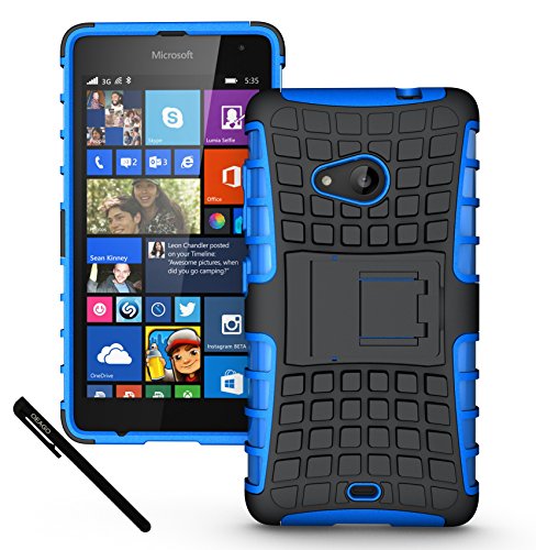 Microsoft Lumia 535 Case Cover - Tough Rugged Dual Layer Protective Case with Kickstand for Microsoft Lumia 535 - Blue