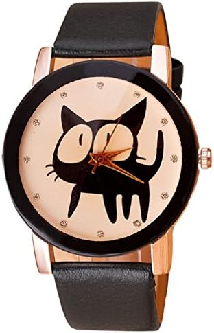 Big Eye Cat Watch with Brown Face Black Cat Watch:70