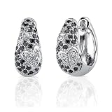 Romantic Radiance: Sterling Silver Couture Jewelry Hinged Post Earrings with Black CZ Diamonds