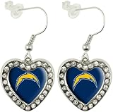 NFL San Diego Chargers Crystal Heart Earrings with Team Logo
