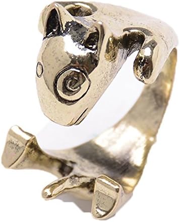 Bull Terrier Dog Resizable Open-end Wrap Cling Ring (Bronze Color)