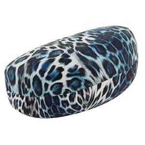 Blue White Leopard Pattern Flannel Lining Glasses Case Box