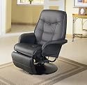 Black Leatherette Cushion Swivel Recliner