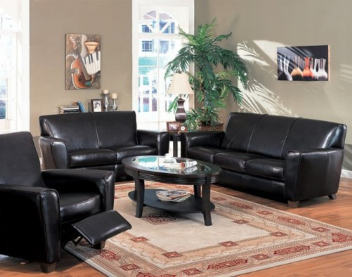 3pc Contemporary Havana Espresso Leather Chair Loveseat Sofa Set