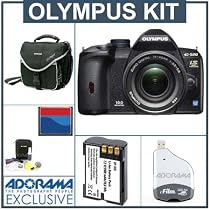 Olympus E-520 Digital SLR Camera / Lens Kit with 14-42mm Lens, 8 GB CF Memory Card, Spare BLm-1 Lithium-Ion Rechargeable Battery, Slinger Camera Bag, USB 2.0 Compact Card Reader, Professional Lens Cleaning Kit