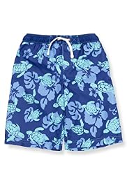 Contrast Drawstring Turtle Print Swim Shorts
