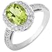 1/2ctw Diamond Oval Peridot Ringin 14k White Gold (HI/I1)