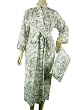 Fine Black White Floral Toile Luxury French bathrobe with travel pouch